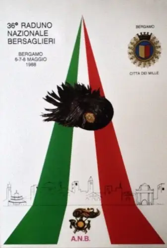 § PLAKAT 36. NATIONALES TREFFEN BERSAGLIERI BERGAMO 1988