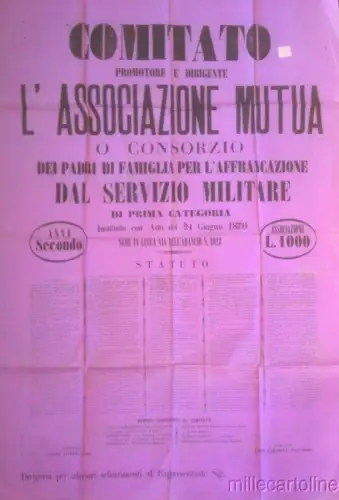 § LUCCA 1870 - KOMITEE ASS. MUTUA ZUR FRANKATUR VOM MILITÄRDIENST