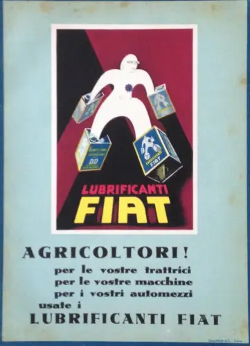 § NIZZOLI - FIAT Schmierstoffe auf Werbeseite aus der damaligen Zeitschrift