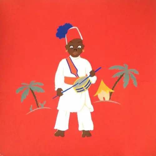 § MESCHINI (NICHT SIGNIERT.) - POCHOIR: AFRIKANISCHE TROMMEL - AUF ROTEM PAPIER