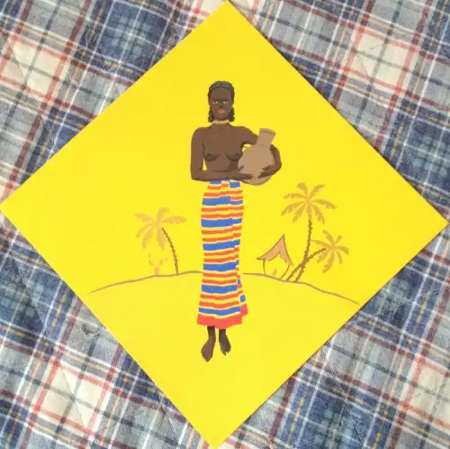 § MESCHINI (NICHT SIGNIERT.) - POCHOIR: AFRICANELLA MIT NACKTEN BRÜSTEN - AUF OLIVFARBENEM PAPIER