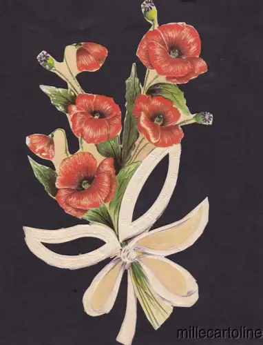 § MOHNBLÖCKE UM 1900 - PASSEND FÜR FARBIGEN HINTERGRUND UND RAHMEN