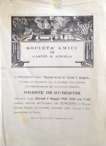 § ORESTE DE RUBERTIS 1940 - GEDENKEN AN DEN MEISTER IM TODESJAHRZEHNT