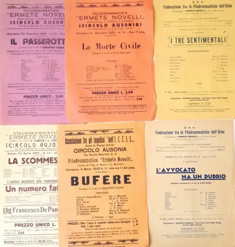 § O.N.D. 1928/31 - FILODRAMATICA HERMETE NOVELLI - 5 POSTER