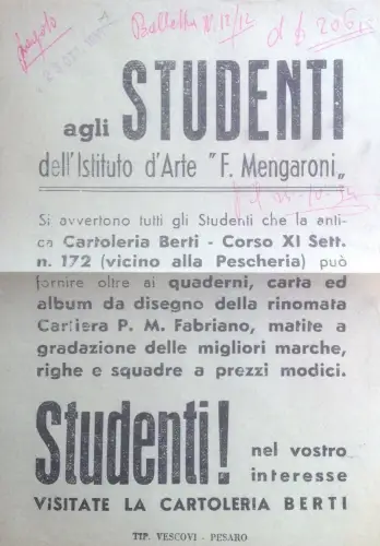 § GEWICHT 1954 - FLYER FÜR STUDENTEN: BESUCHEN SIE DIE BRIEFPAPIERFABRIK BERTI