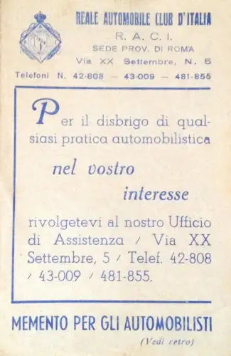 § R.AUTOMOBILE CLUB ITALIA - KLEINES KLAPPBAR, TIPPS ZUR UNFALLVERMEIDUNG