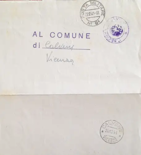 § MILITÄRPOST NR. 81 (23.12.41) - PRESSIO DI LJUBLJANA - KOMMUNIKATION. A CALVENE