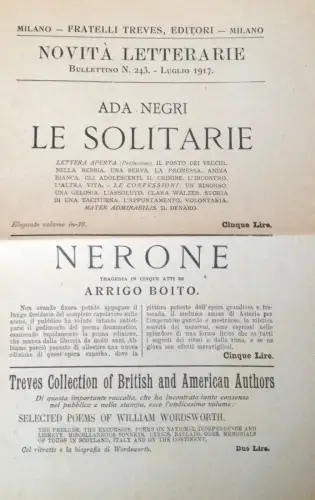 § FALTBARE LITERARISCHE NEUHEIT BRÜDER TREVES VERLAG, MAILAND JULI 1917