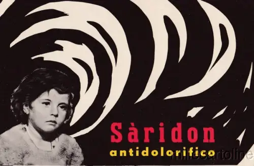 § SARIDON - SCHMERZMITTEL - Werbekarton. mit auf der Rückseite saugfähigem Papier