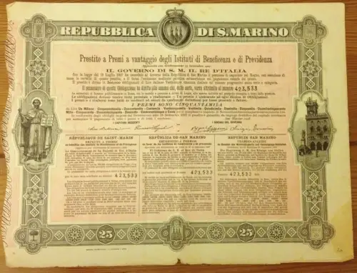 § S. MARINO 1908 - PRÄMIENANLEIHE