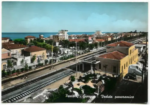 PORTO SAN GIOGIO (HALTESTELLE), PANORAMABLICK MIT EISENBAHN, 60er Jahre