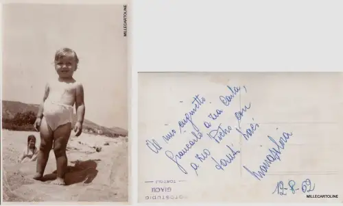 TORTOLI': Foto 1962 eines Kindes am Strand - Studio Jacu