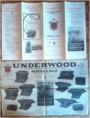 UNDERWOOD SCHREIBMASCHINE, KLAPPBAR + WERBEFLYER m