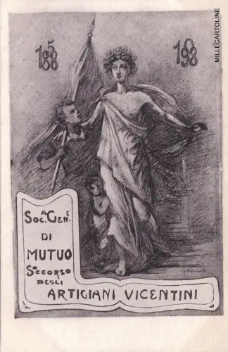 VICENZA: 1908 SOC. MUTUO SOCCORSO ARTISANI VICENTINI - dis. A. CHIERICATI