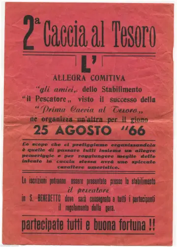 FLYER, SAN BENEDETTO DEL TRONTO, 2^ SCHATZSUCHE, SOMMER 1966 m