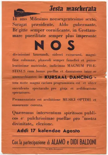 FLYER, GROTTAMMARE (AP), MASKIERTE PARTY IM KURSAAL DANCING, ENDE 60m