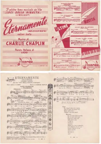 Musikalische Partitur Ewig aus dem Film Charlie Chaplin Kipplichter