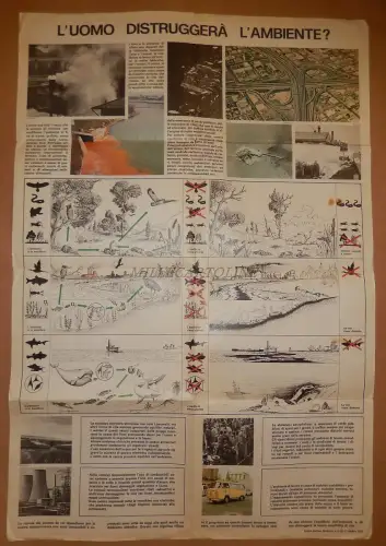 MODERNE ITALIENISCHE SCHULE - Plakat über die Umwelt und die Gefahren 1974