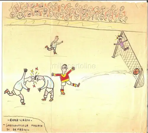 FUSSBALL SS Lazio Derby 1954 Satirische Vignette