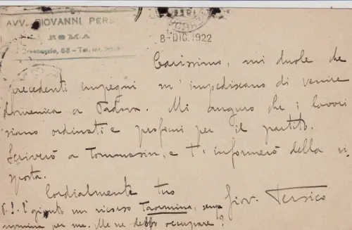 ROM: Kopfzeile - Abgeordnetenhaus 1922 - m. Autogramm des Sen. G. Persico