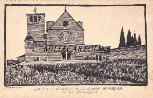 ASSISI: Fassade der Oberkirche St. Franziskus (di. G. Galli)