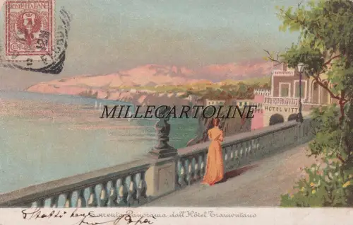 SORRENT: Panorama vom Hotel Tramontano 1903 (gezeichnet)