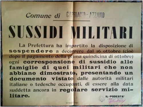 WANDBILD RSI-ZEIT, GEMEINDE CAPRIANO AZZANO (BS), MILITÄRISCHE SUBVENTIONEN, (1944) m