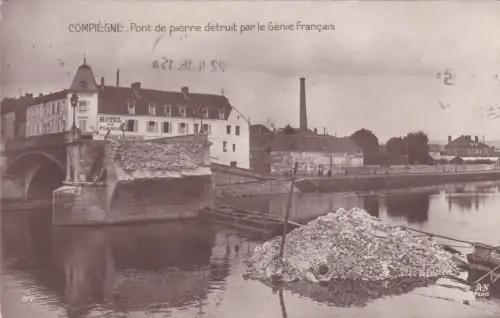 * FRANKREICH - Compiègne - Steinbrücke zerstört vom französischen Genie 1916 WWI