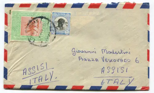 AFRIKA, UMSCHLAG + BRIEF, ANNUL KHARTUM, AUG 1954, BRIEFMARKEN 15 + 10 MMS m