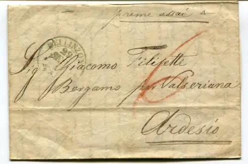 VORPHILATELIE, AUS BELLINZONA, KOPF G. SCHIANTARELLI, DATIERT 1850 m