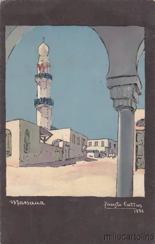 * MEF - Britische Armee, Massaua Eritrea nach Cosenza Italien, Briefmarke 3d (Nr.9) 1946