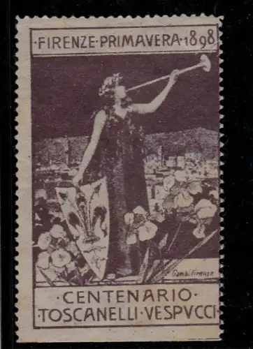 # FLORENZ - Erinnofilo: 1898 - CENTENARIO TISCANELLI - VESPUCCI - dis. Gambi