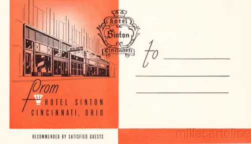 USA - CINCINNATI, OHIO - HOTEL SINTON - Gepäckanhänger