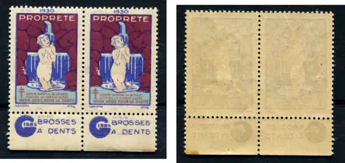 FRANKREICH, PAAR BRIEFÖFFNER 1930 GEGEN TUBERKULOSE TBC, BY GIBBS ZAHNPASTA m
