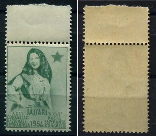 ERINNOFILO, SASSARI 1954, ESPERANTISTENKONGRESS, FRAU IN KOSTÜM m