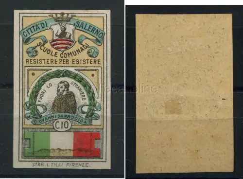  SALERNO, KOMMUNALE SCHULEN, G. DA PROCIDA, STEMPELMARKE C10, NICHT GEZAHNT.  m