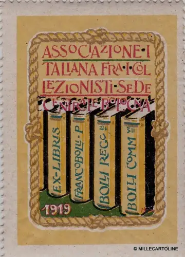 # ERINNOFILO 1919 - ASS. FÜR SAMMLER Sitz Bologna - EX LIBRIS - BRIEFMARKEN - ...