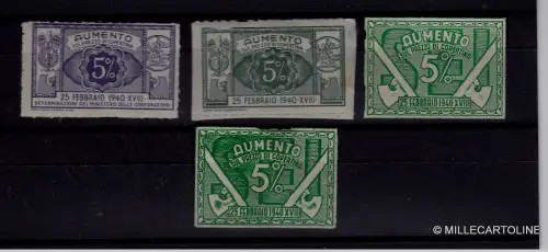 # MARKEN ZUR PREISERHÖHUNG DES COVER 1940 - 4 MIT VERSCHIEDENEN FARBEN
