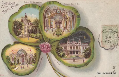 CPA - SOUVENIR DE MONTE CARLO - 4 ANSICHTEN DES CASINOS IN KLEEBLATT 1906