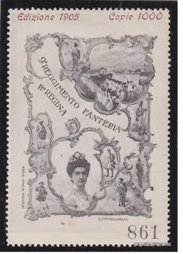 # MILITÄR: 1905 ERINNOFILO 9° REGG - INFANTERIE 100 C. NUMMERIERT - KOPIE 861