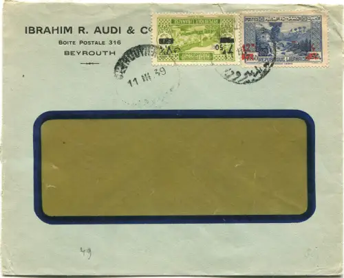 LIBANON LIBANON, IBRAHIM R. AUDI, ANNULS BEIRUT 1939, 2 BRIEFMARKEN REP. LIBANAISE m