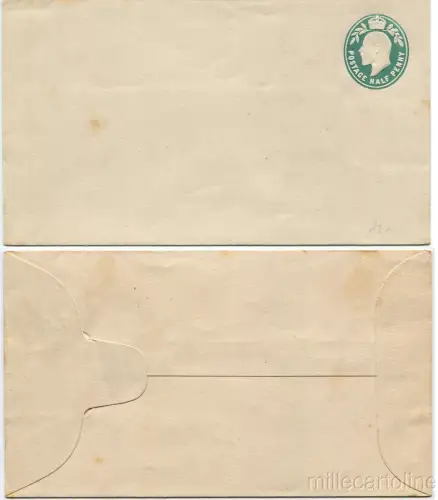 UK LETTER CARD, PORTO HALF PENNY GREEN, KING EDWARD VII, NOT USED m