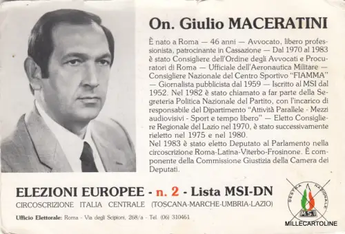 * MSI MOVEMENT SOCIALE ITALIANO - Giulio Maceratini, Europawahlen 1984
