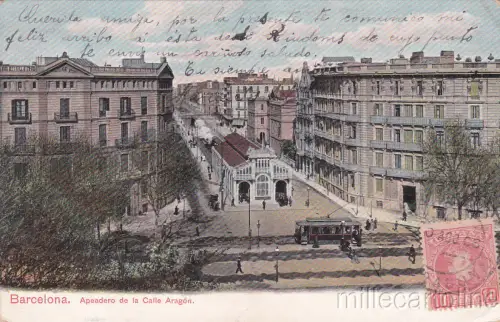 * SPANIEN - Barcelona - Apeadero de la Calle Aragon 1908