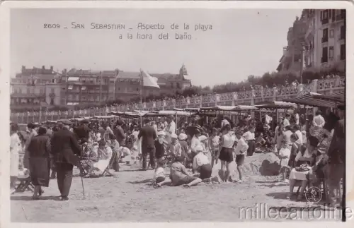 * SPANIEN - San Sebastian - Strandaspekt beim Baden 1937