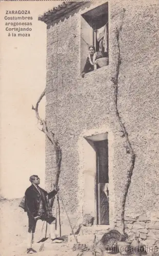 * SPANIEN - Zaragoza - Aragonesische Kostüme, Umwerbung des Mädchens