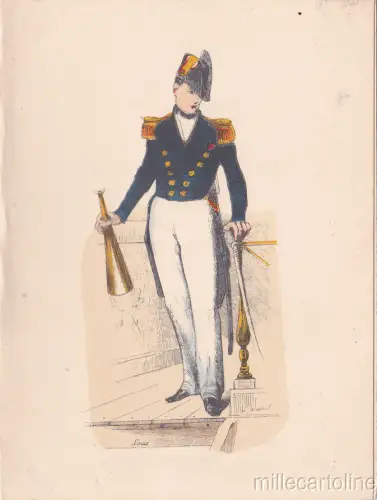 * FRANZÖSISCHE MARINE - Karte - Capitaine de Vaisseau 1844 - Pauquet Illustration