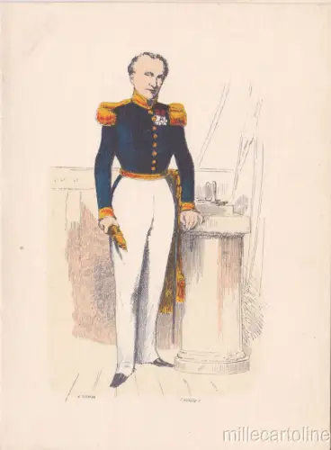 * FRANZÖSISCHE MARINE - Grußkarte - Vizeadmiral 1844 - Pauquet Illustration