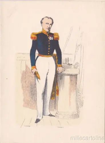 * FRANZÖSISCHE MARINE - Grußkarte - Vizeadmiral 1844 - Pauquet Illustration