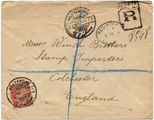 ÄGYPTEN, REGISTRIERT, ANNUL ALEXANDRIE, NOV 1895, BRIEFMARKE EGYPTE DEUX PIASTRES m